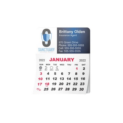 1-Month Magnet Mini Calendar Pad w/Rounded Corners