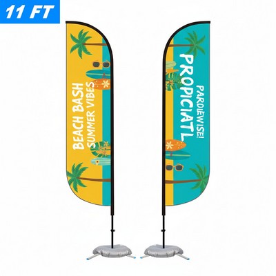 11' Custom Feather Flag Kit-Double Sided W/ Cross Base